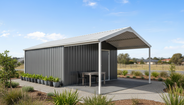 Garden Shed with Awning: Colorbond Designs, Council Approval, Wind Ratings (Australia)