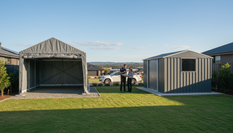 Tent Shed vs Colorbond Steel: Portable Shelters, Council Approval, Wind Ratings (Australia 2025)